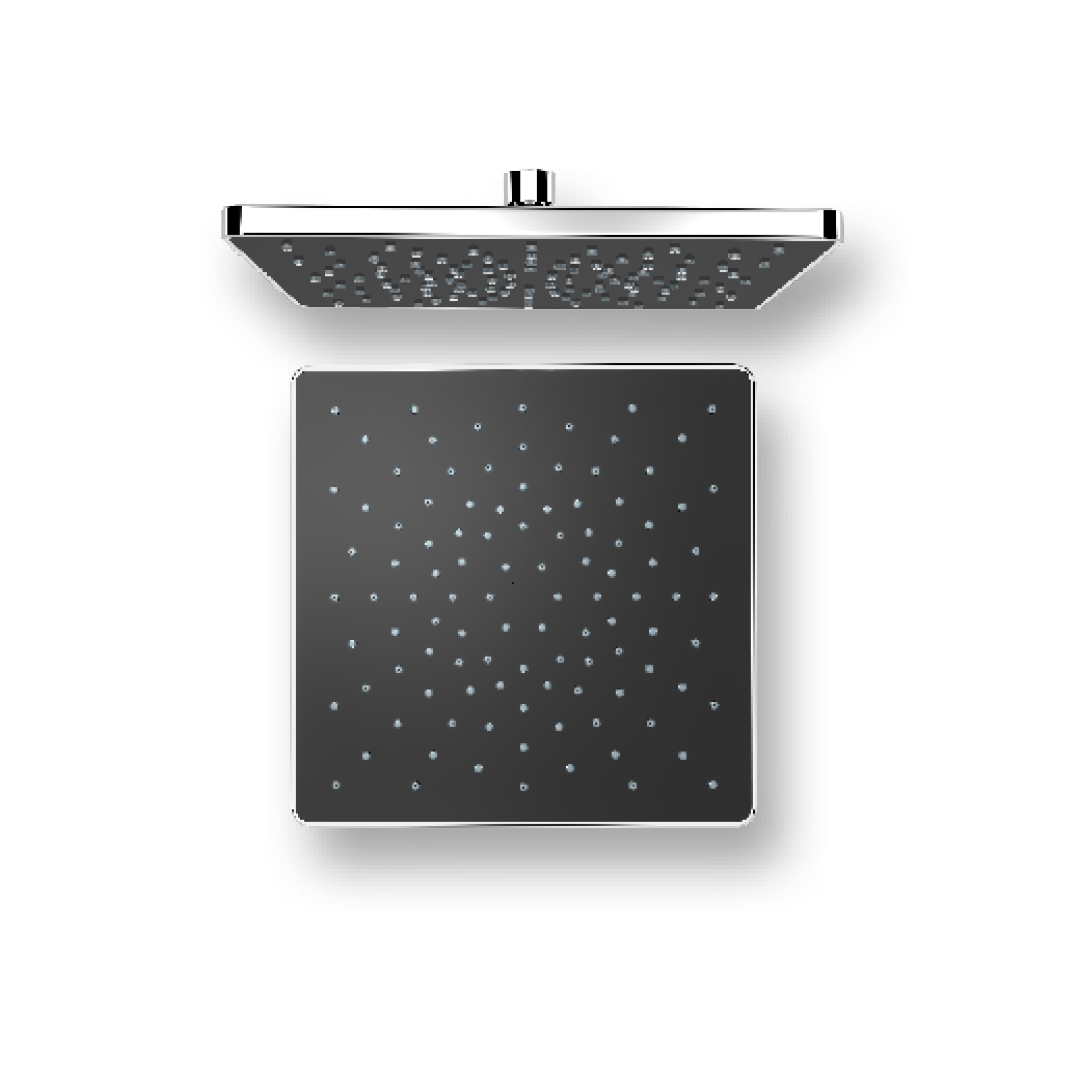 Pomme de douche carrée noire et chrome