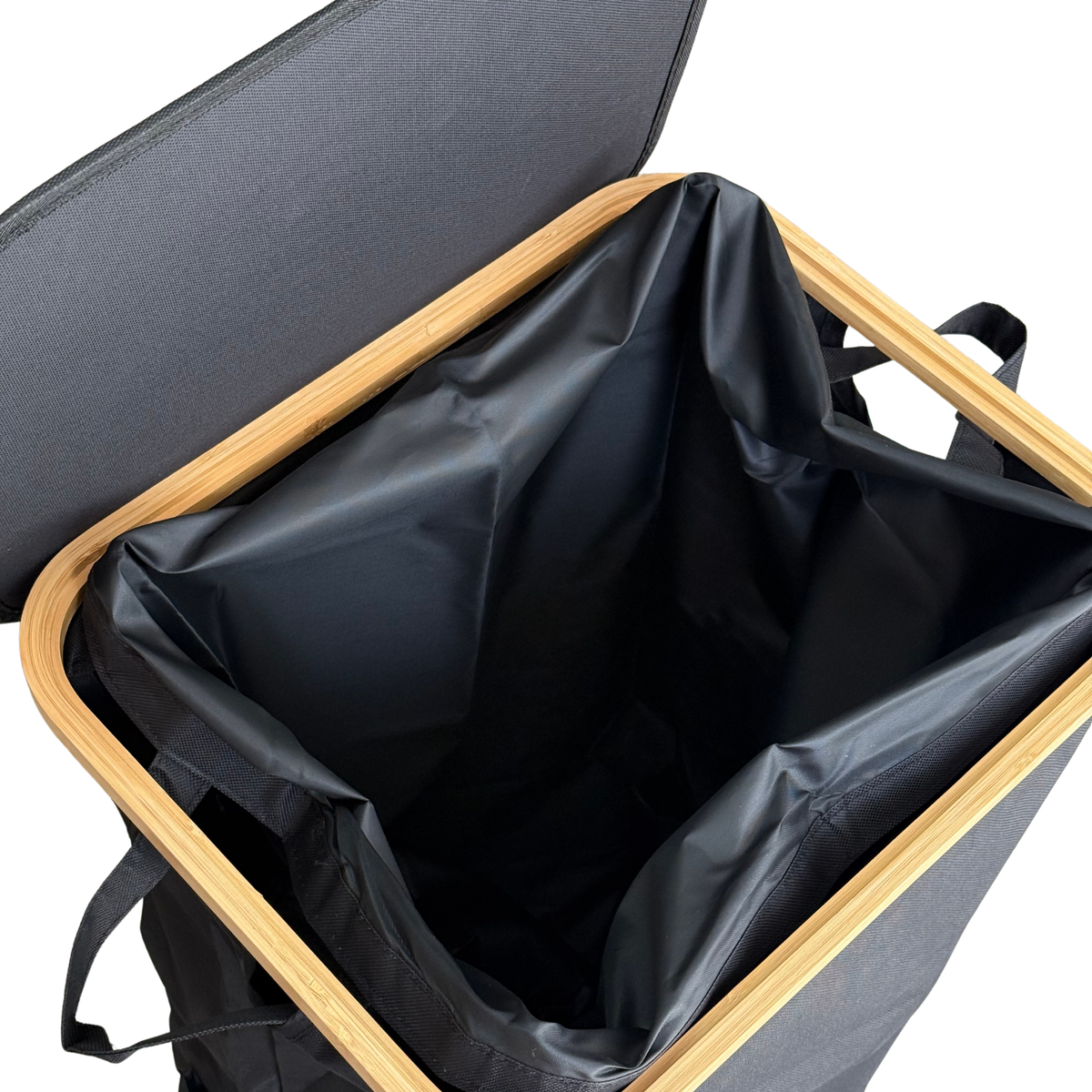 Panier à linge en tissu et bois carré