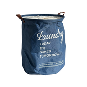 Panier à linge rond en tissu avec anses camel