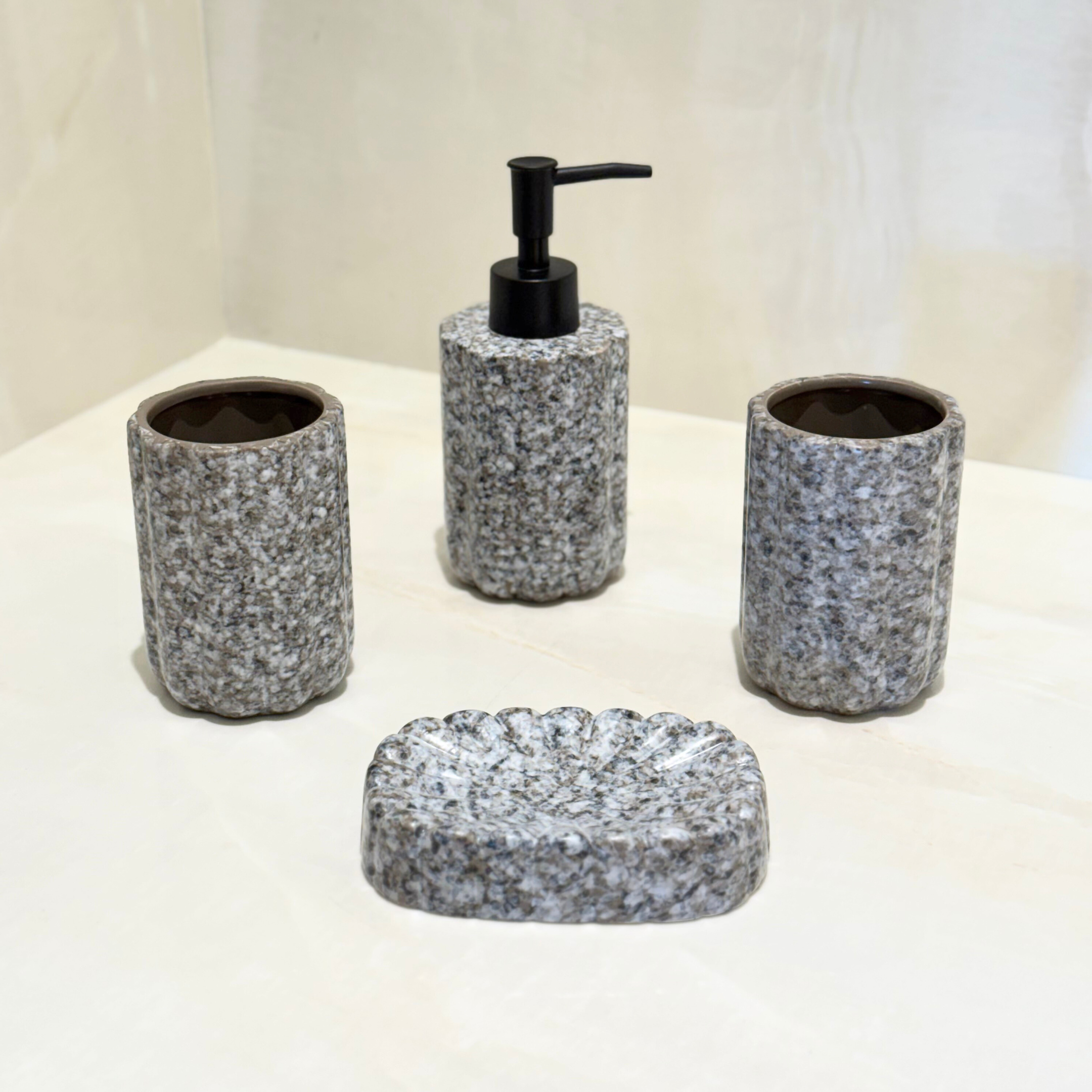 Accessoires Salle de Bain effet granit 4 pièces