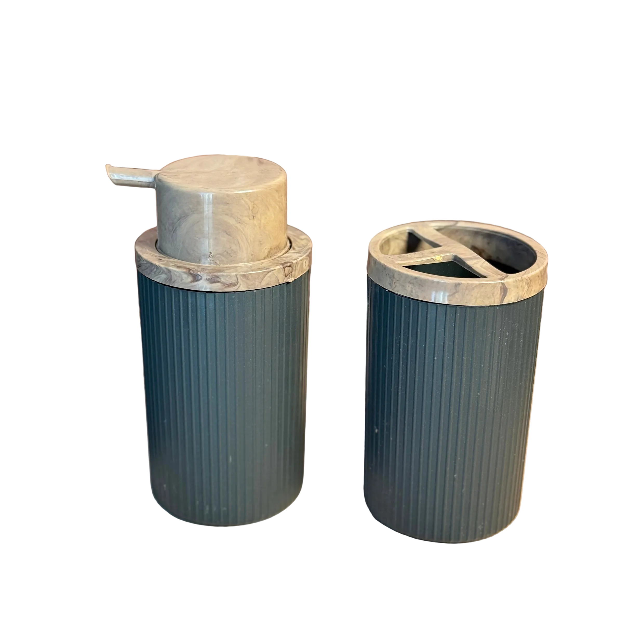 Set accessoires de salle de bain 5 pièces gris | Plastique et effet marbre