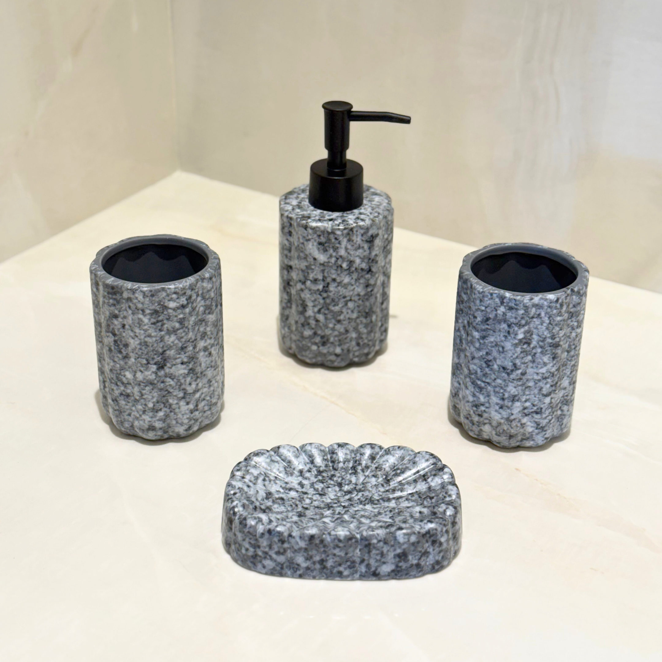 Accessoires Salle de Bain effet granit 4 pièces