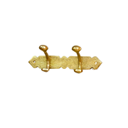 Barre murale artisanale à 2 crochets en laiton doré gravé