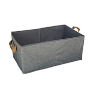 Panier de rangement rectangulaire en tissu gris avec poignets