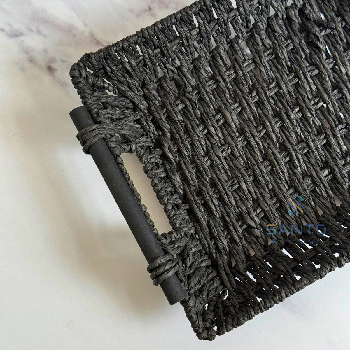 Plateau noir en fibre naturelle