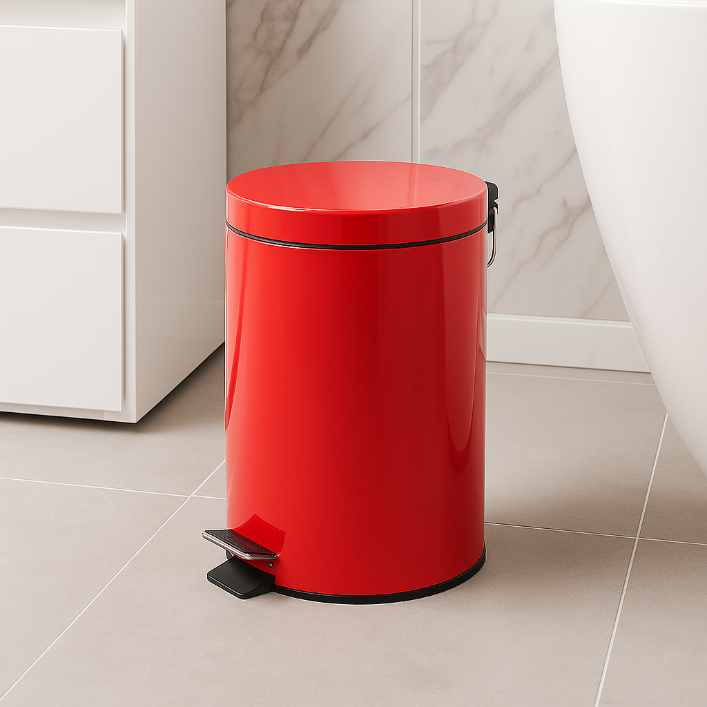 Poubelle à pédale rouge 12L