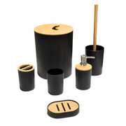 Ensemble accessoires de Salle de Bain 6 Pièces en plastique et bambou