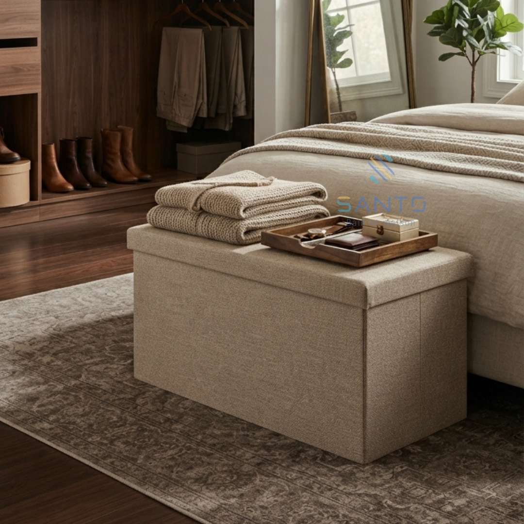 Pouf avec rangement en tissu