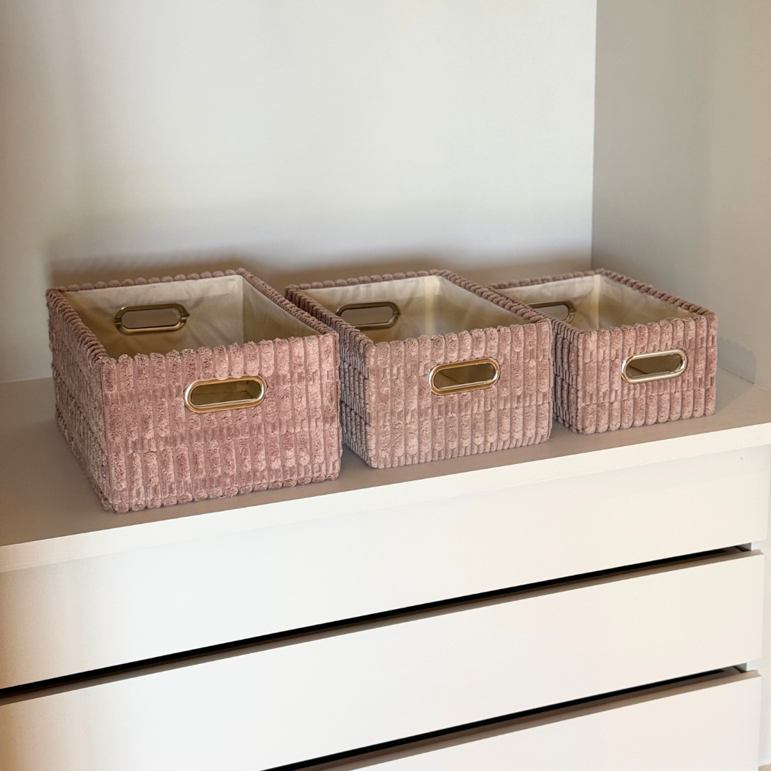 Set 3 paniers rangement effet velours