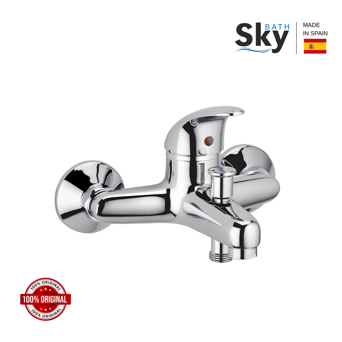 SKY Mitigeur Bain-Douche Chromé — Robinet Baignoire Mural Mono-Commande