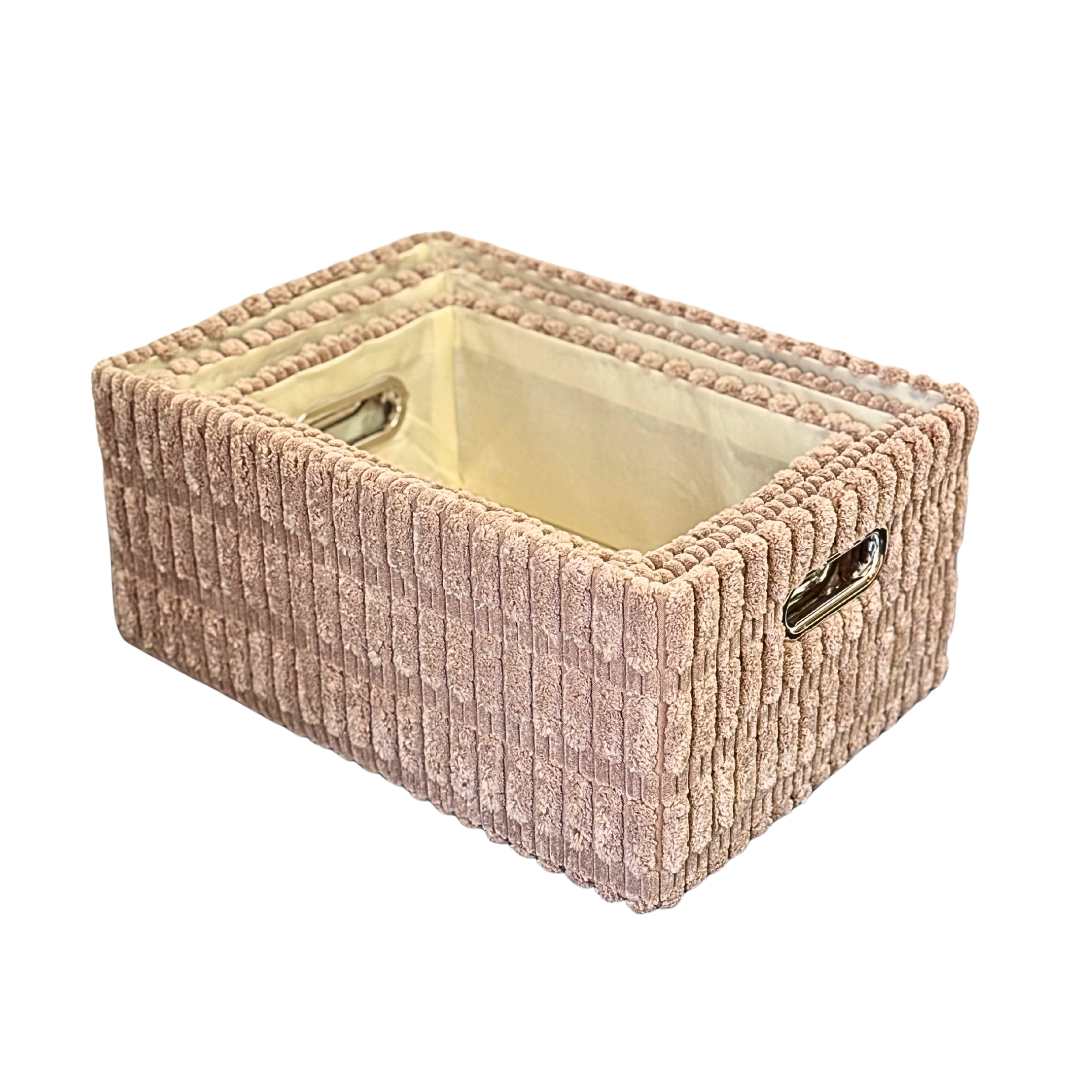 Set 3 paniers rangement effet velours