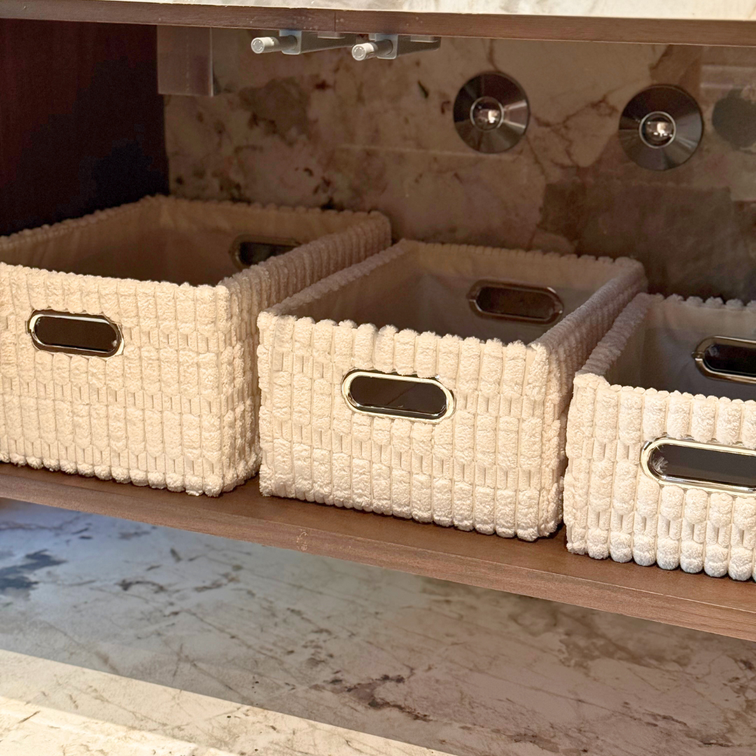 Set 3 paniers rangement effet velours