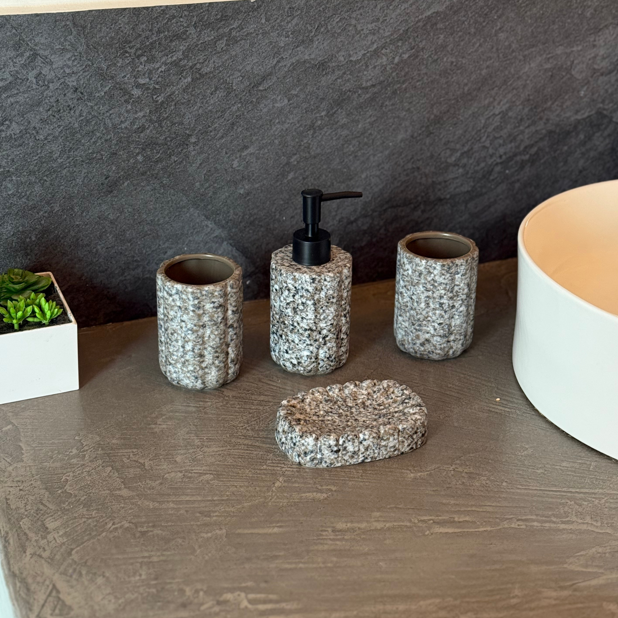 Accessoires Salle de Bain effet granit 4 pièces