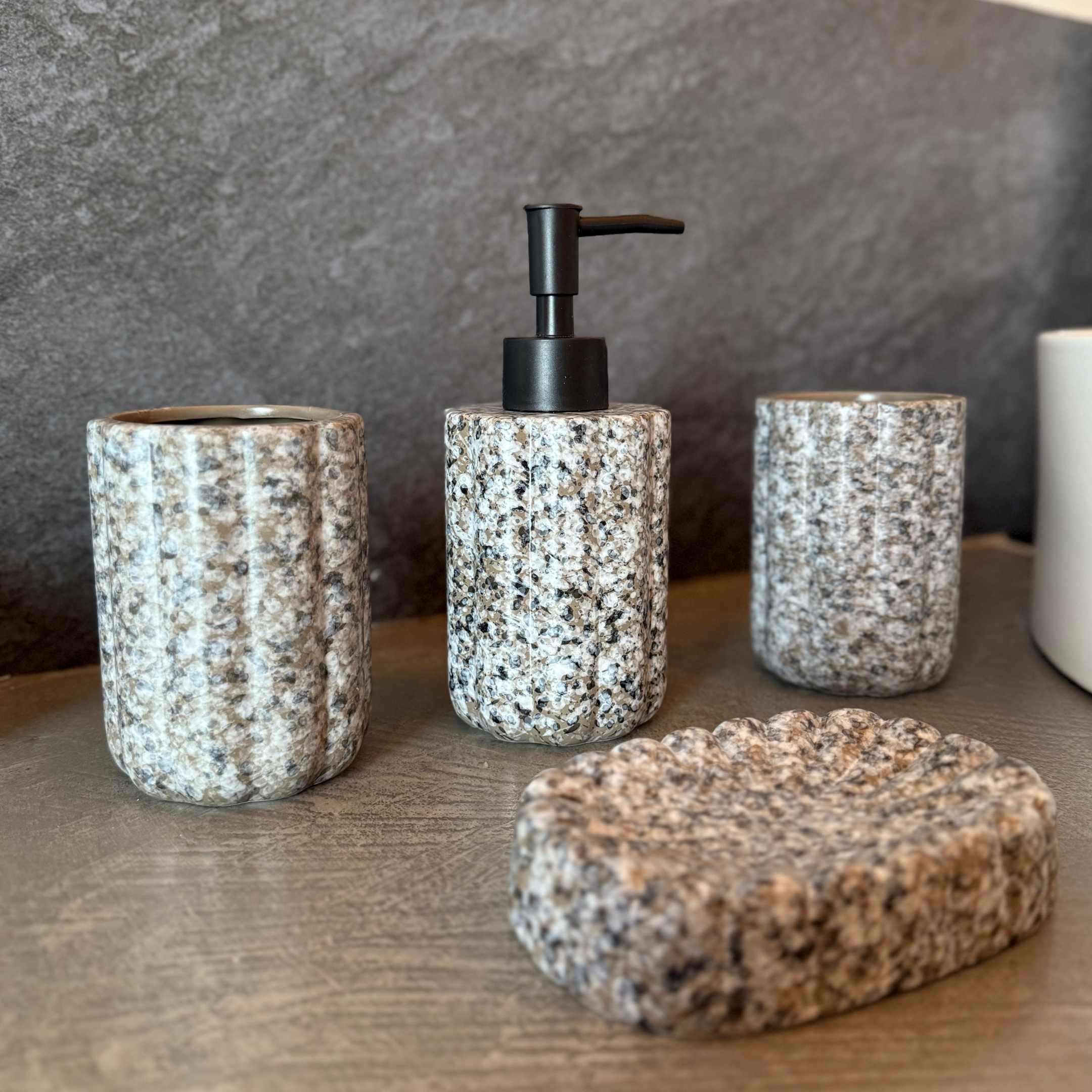 Accessoires Salle de Bain effet granit 4 pièces