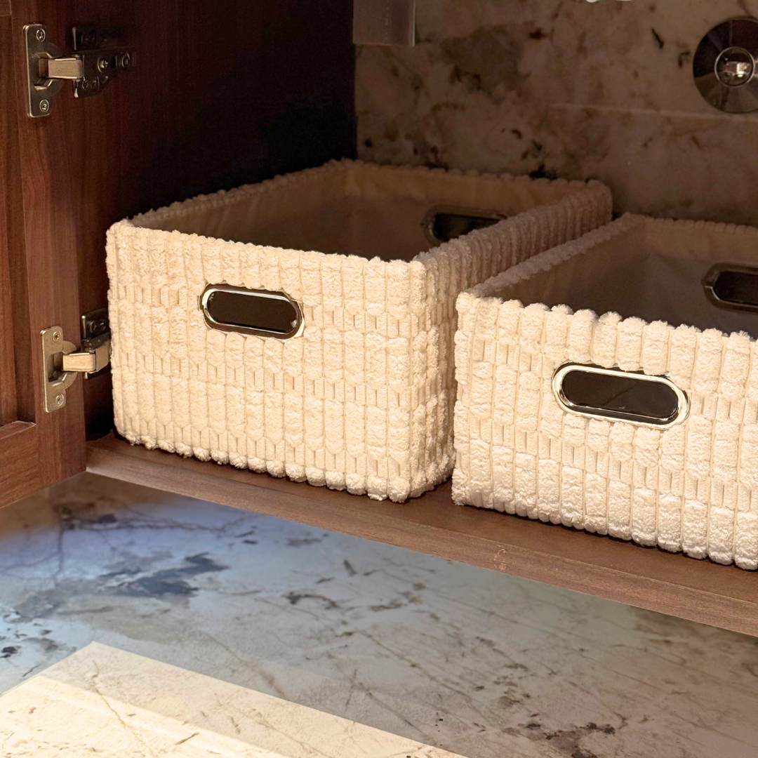 Set 3 paniers rangement effet velours