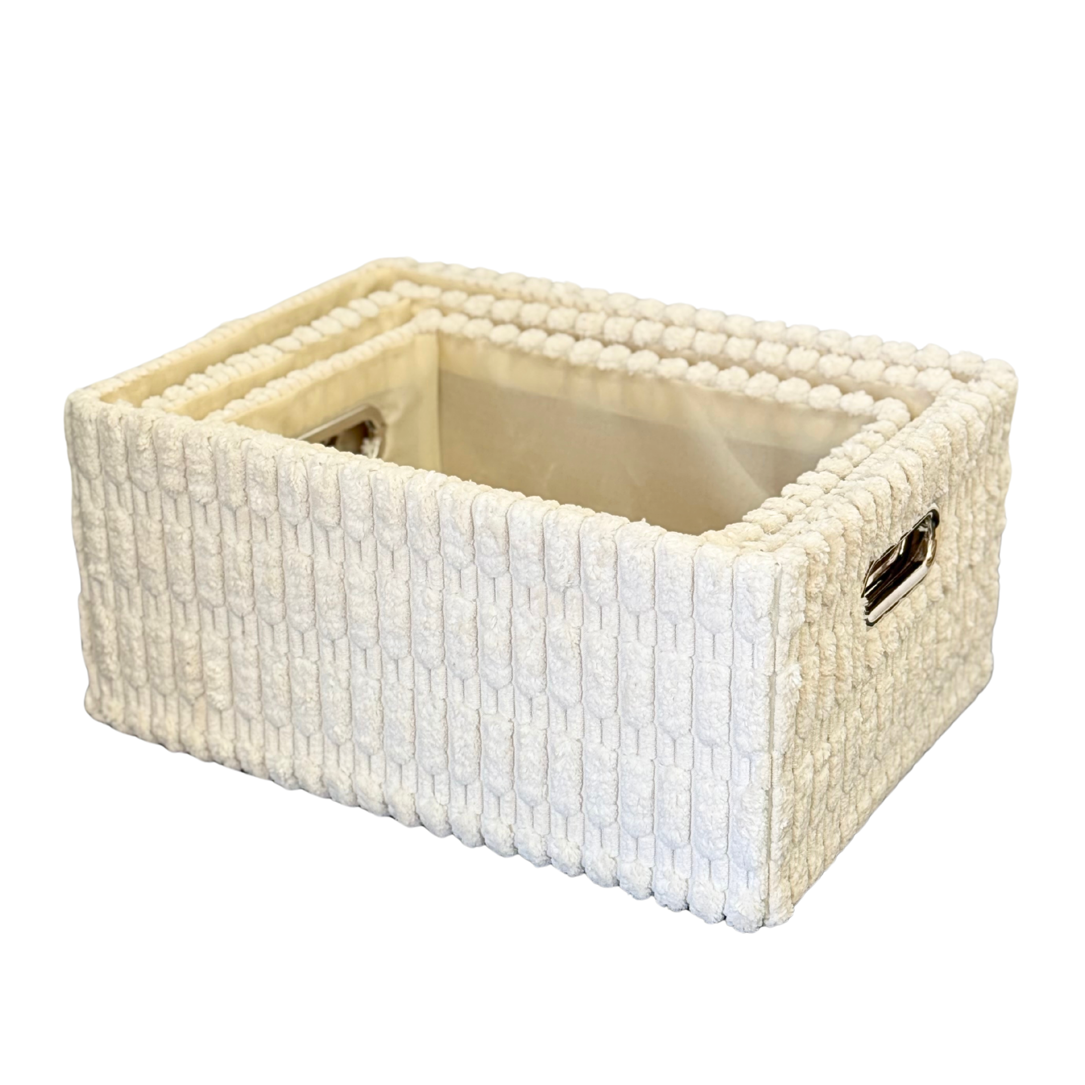 Set 3 paniers rangement effet velours