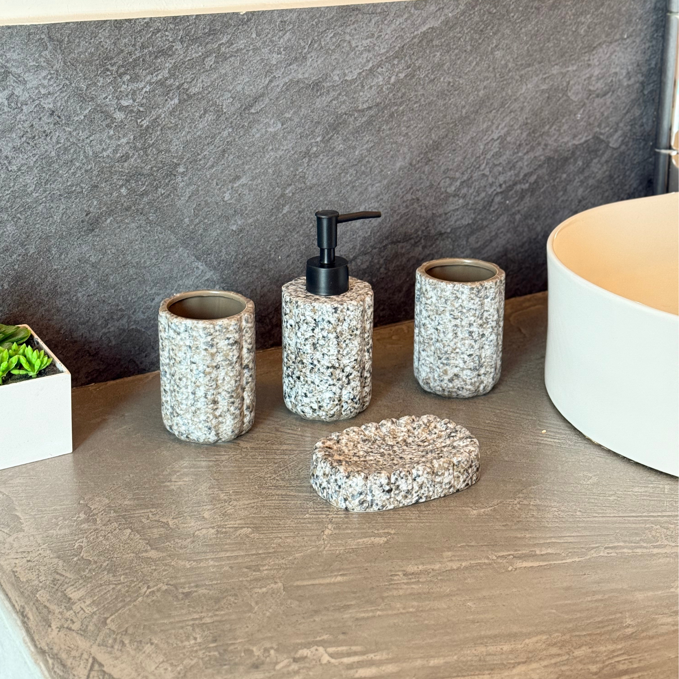 Accessoires Salle de Bain effet granit 4 pièces