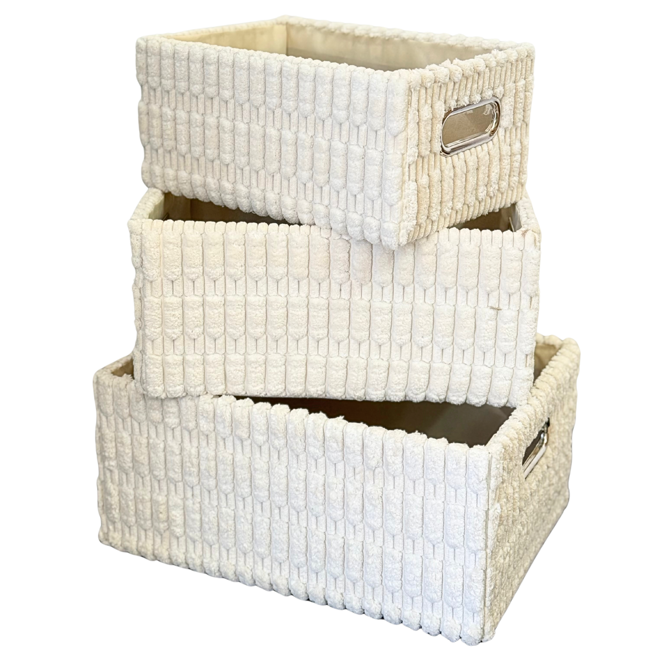 Set 3 paniers rangement effet velours