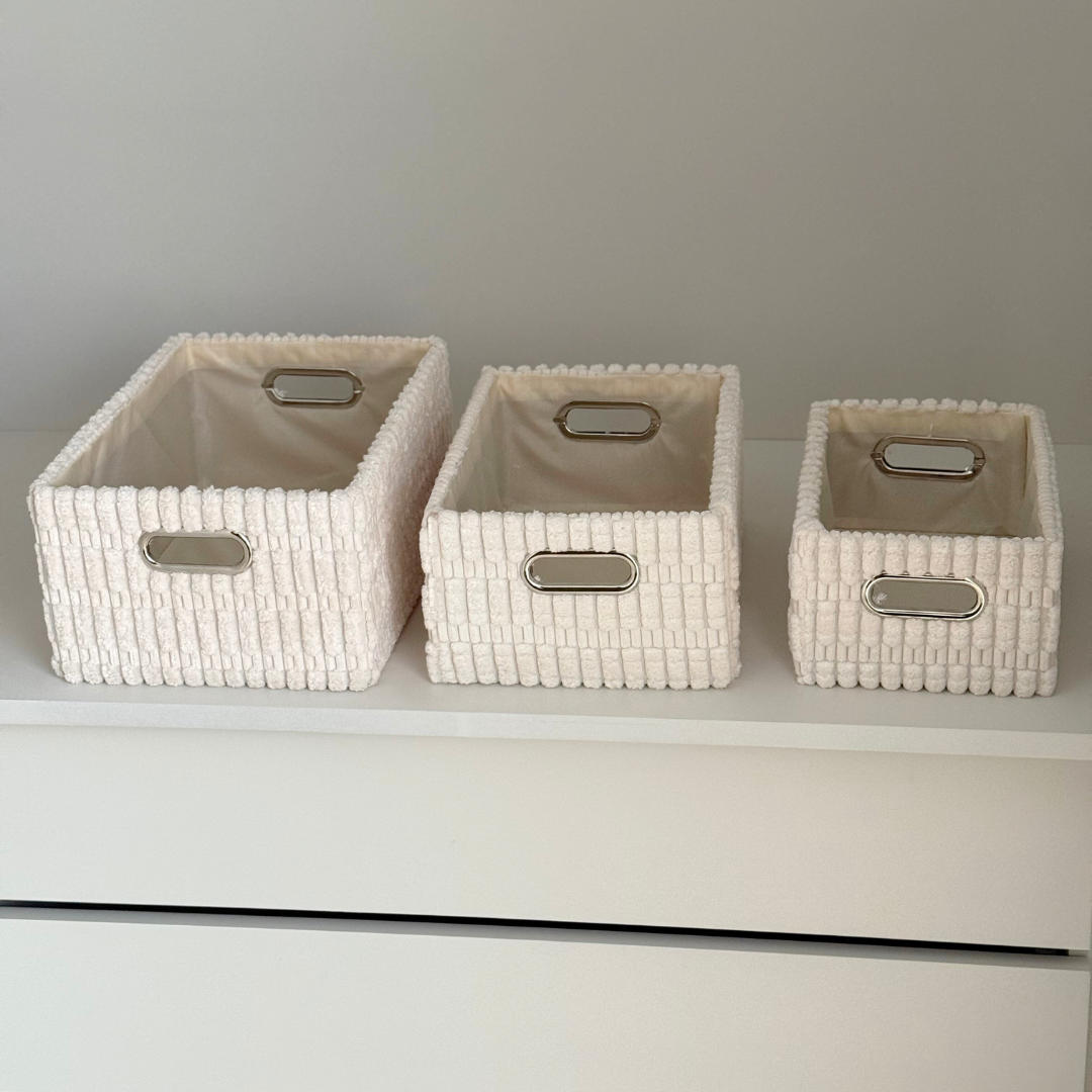 Set 3 paniers rangement effet velours