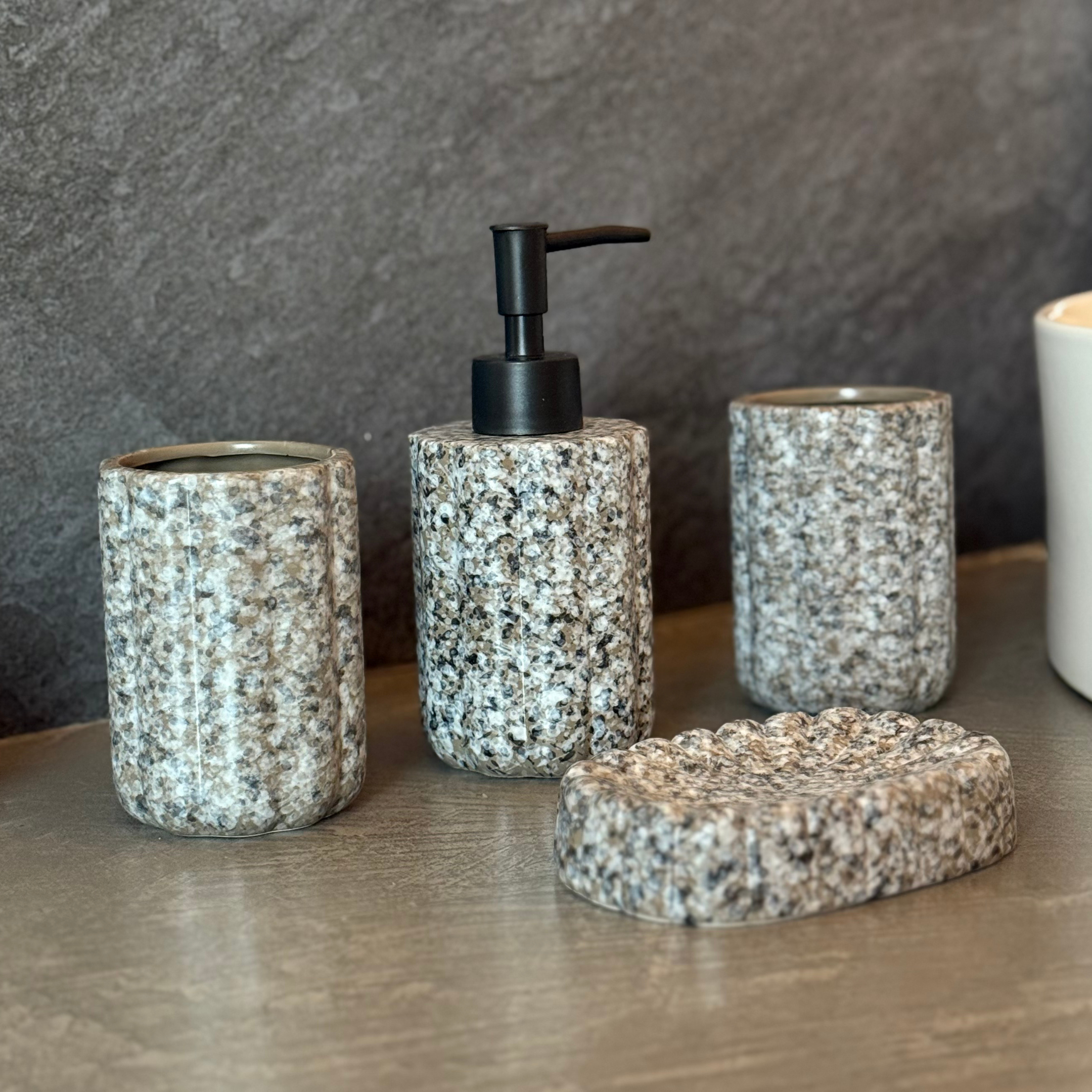 Accessoires Salle de Bain effet granit 4 pièces