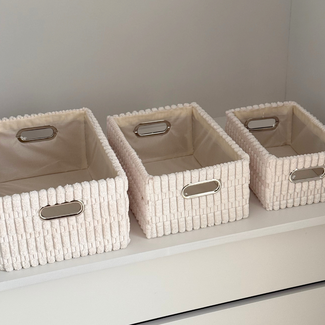 Set 3 paniers rangement effet velours