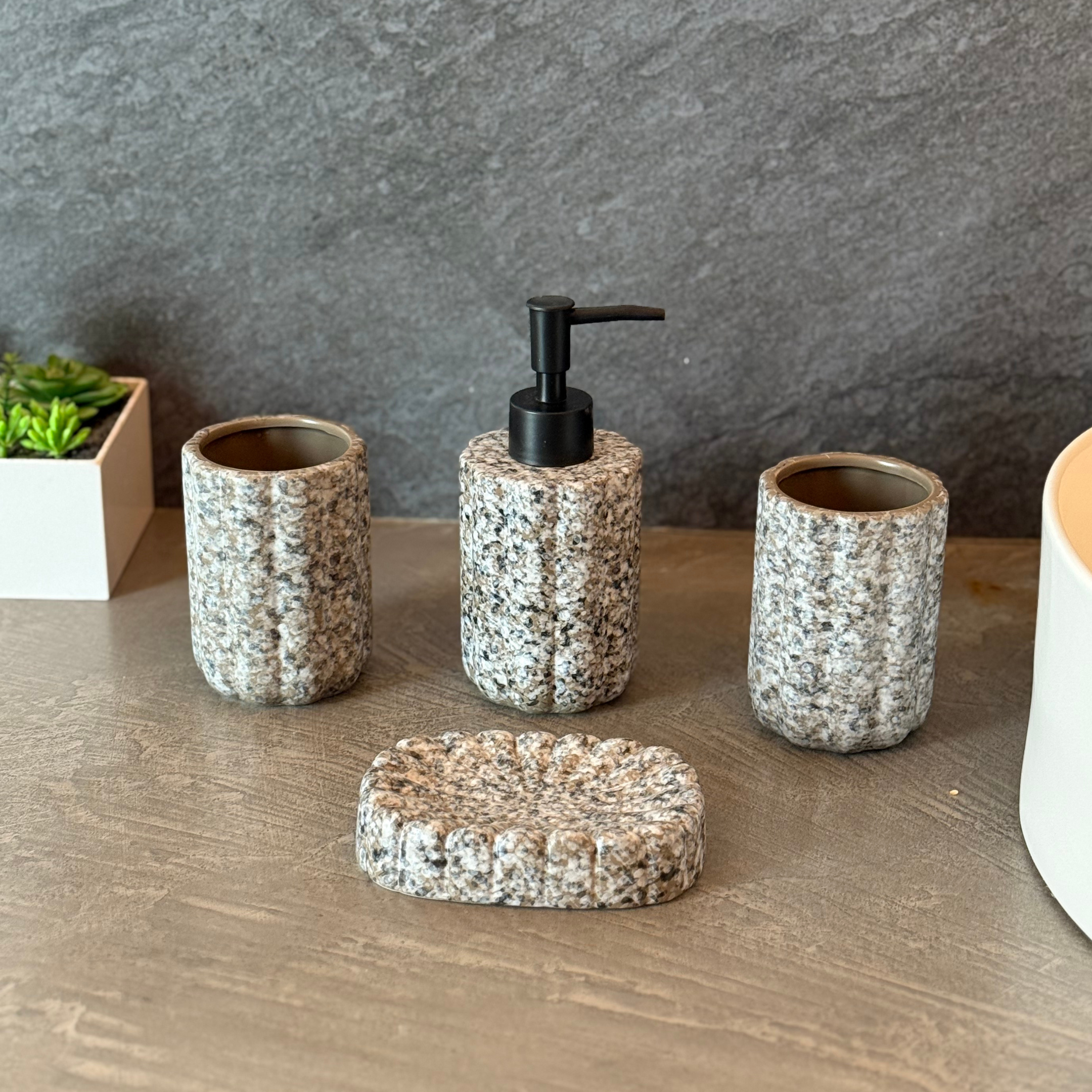 Accessoires Salle de Bain effet granit 4 pièces