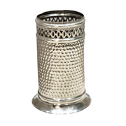 Corbeille artisanale en laiton argenté martelée