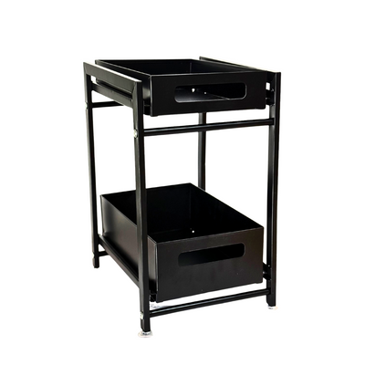 Rangement à 2 Tiroirs Coulissants en Métal Noir