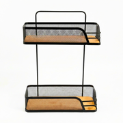 Etagère à 2 niveaux en bois et métal