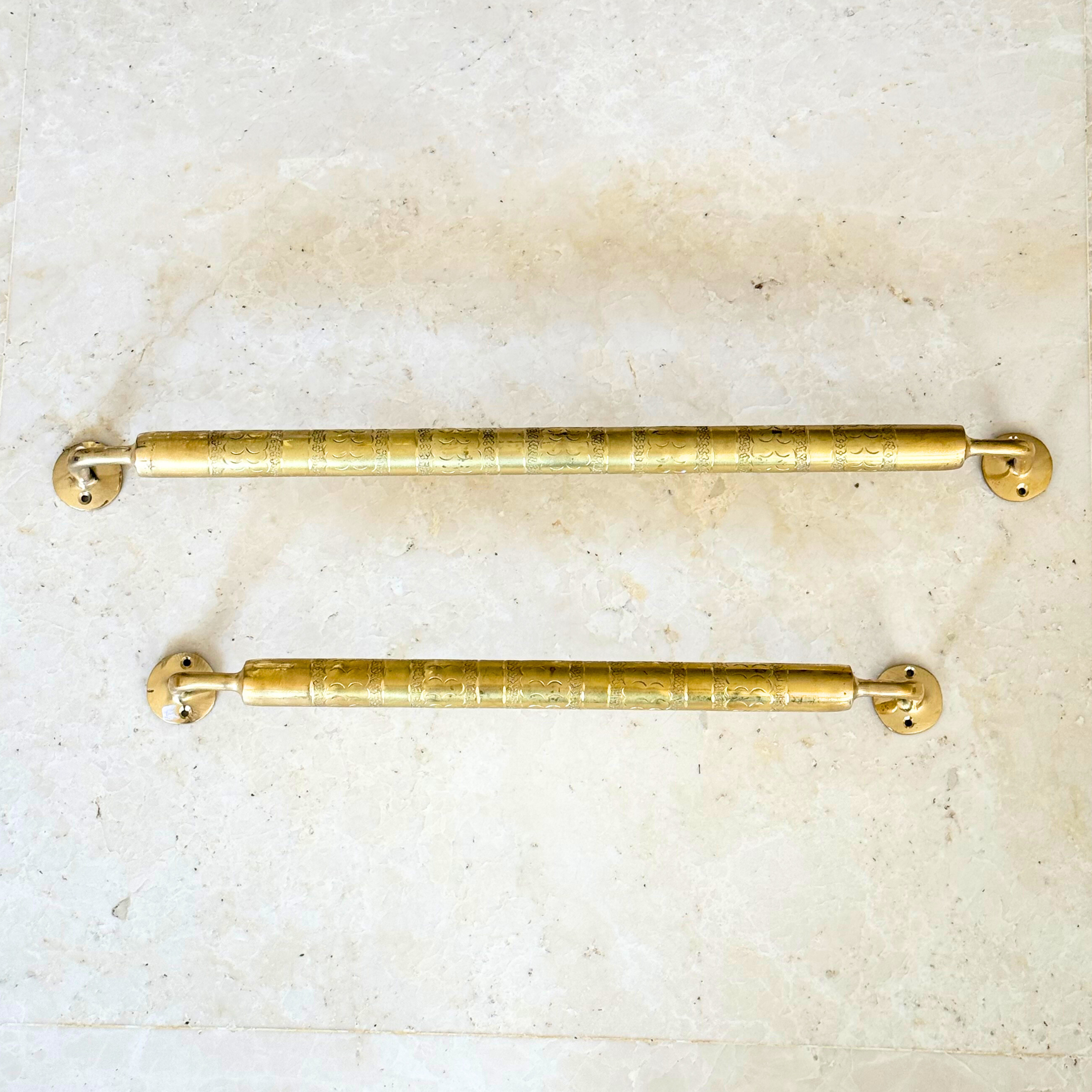 Barre Porte Serviettes artisanale en laiton doré gravé Petite