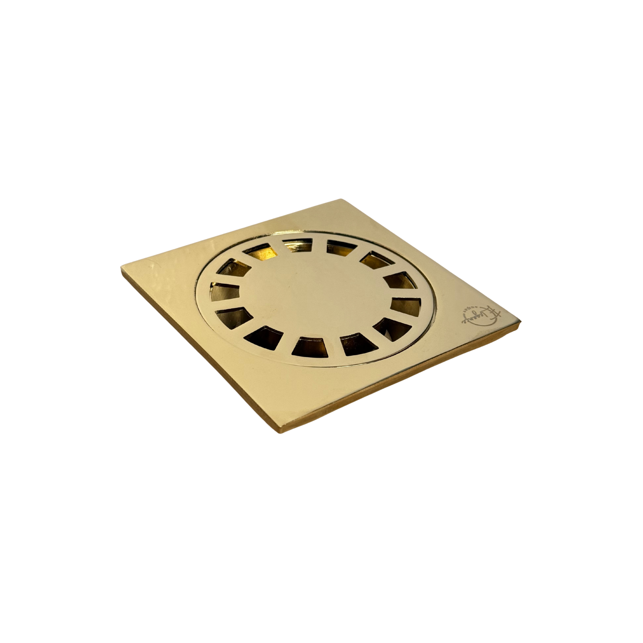 Siphon de Cour Carré Doré 10 cm