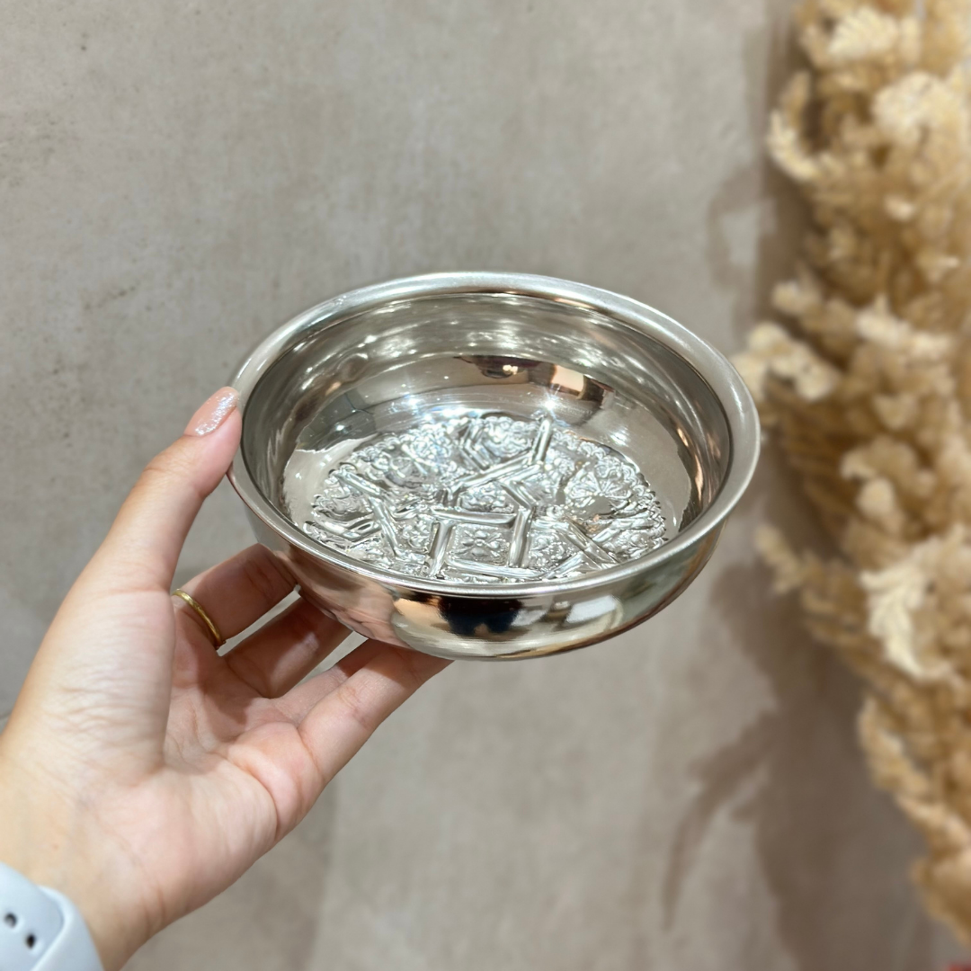 Tassa Hammam artisanale en laiton argenté (4 tailles)