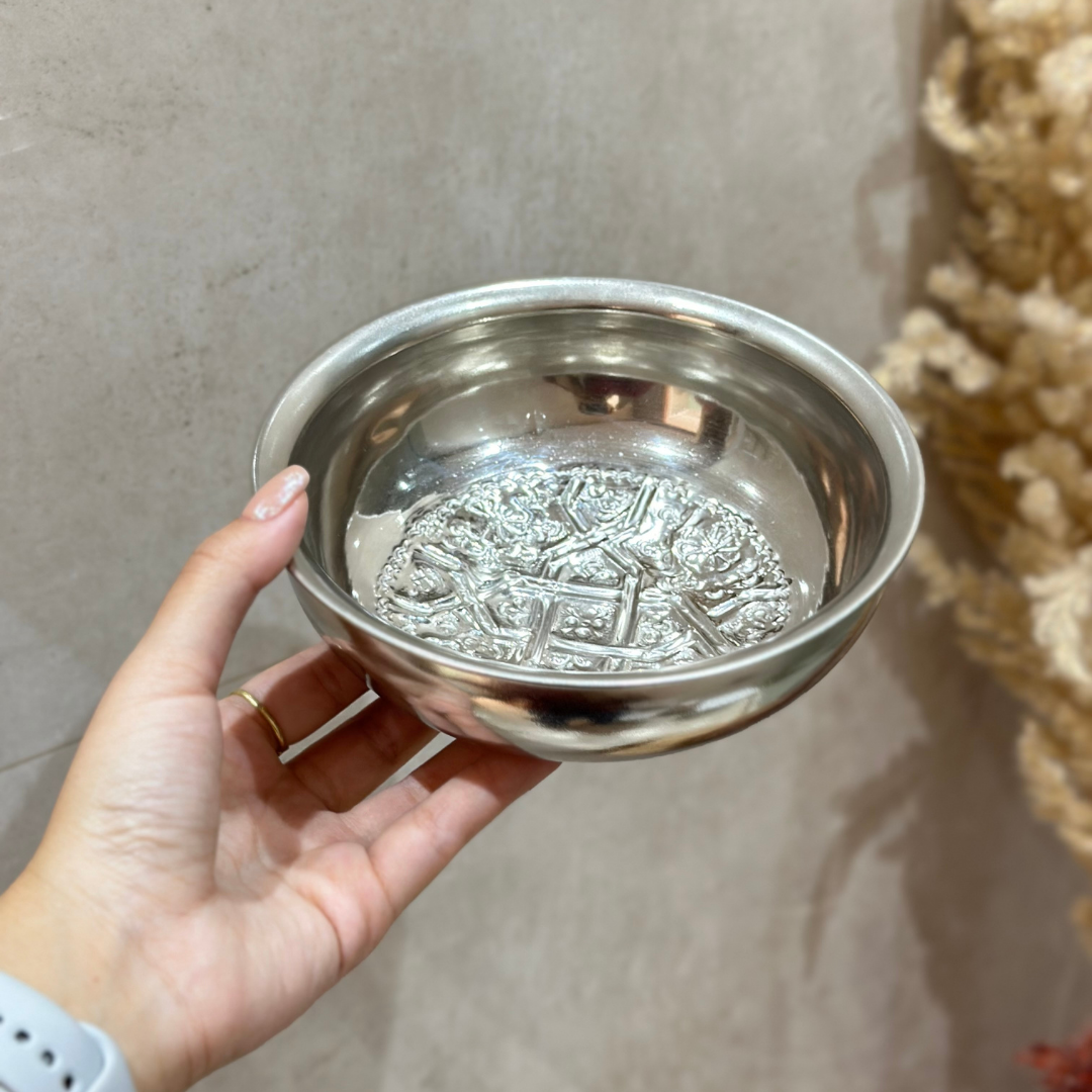 Tassa Hammam artisanale en laiton argenté (4 tailles)