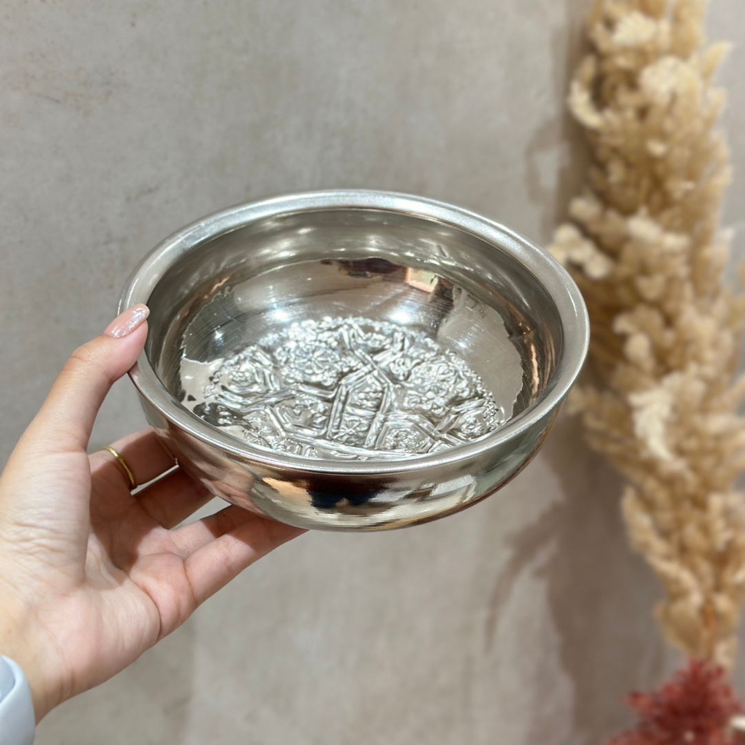 Tassa Hammam artisanale en laiton argenté (4 tailles)