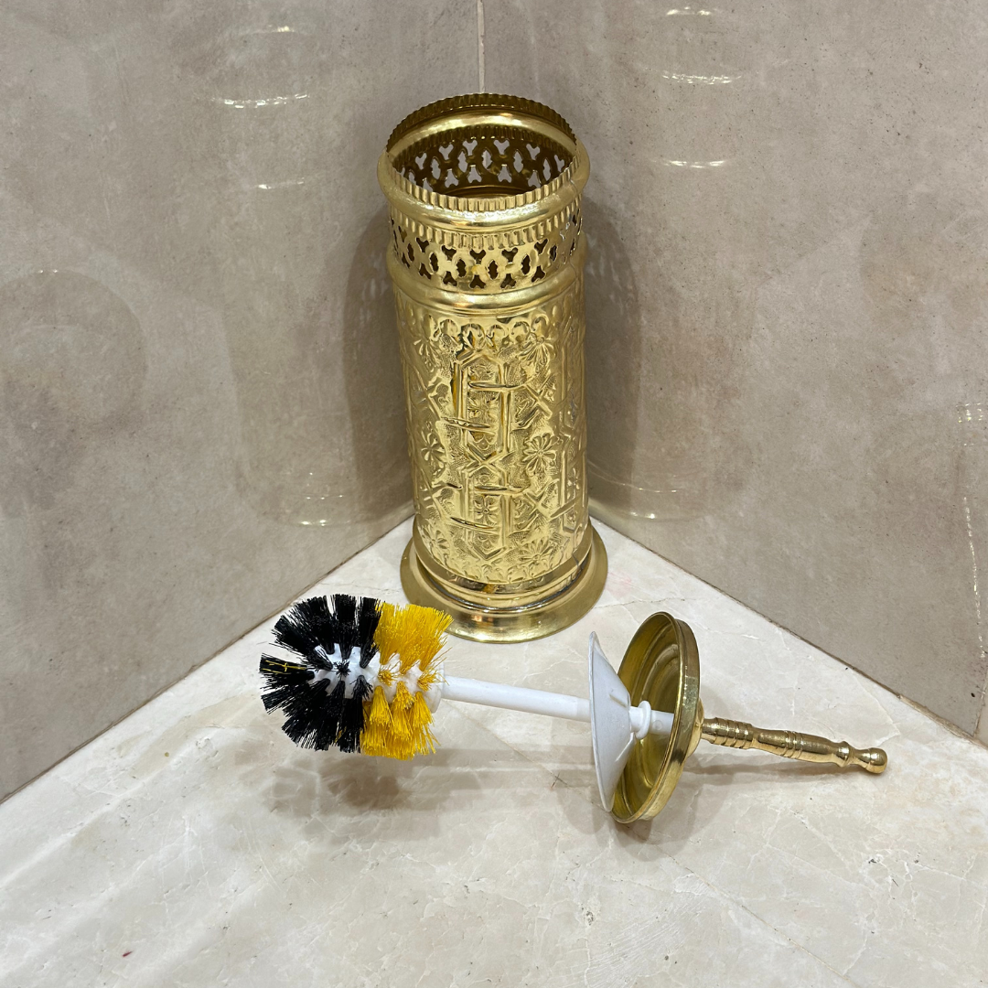 Porte brosse artisanale en laiton doré