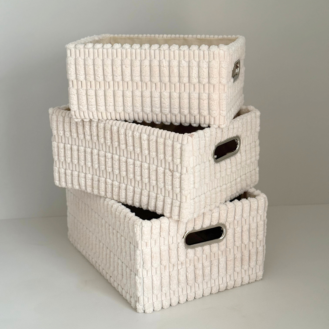 Set 3 paniers rangement effet velours