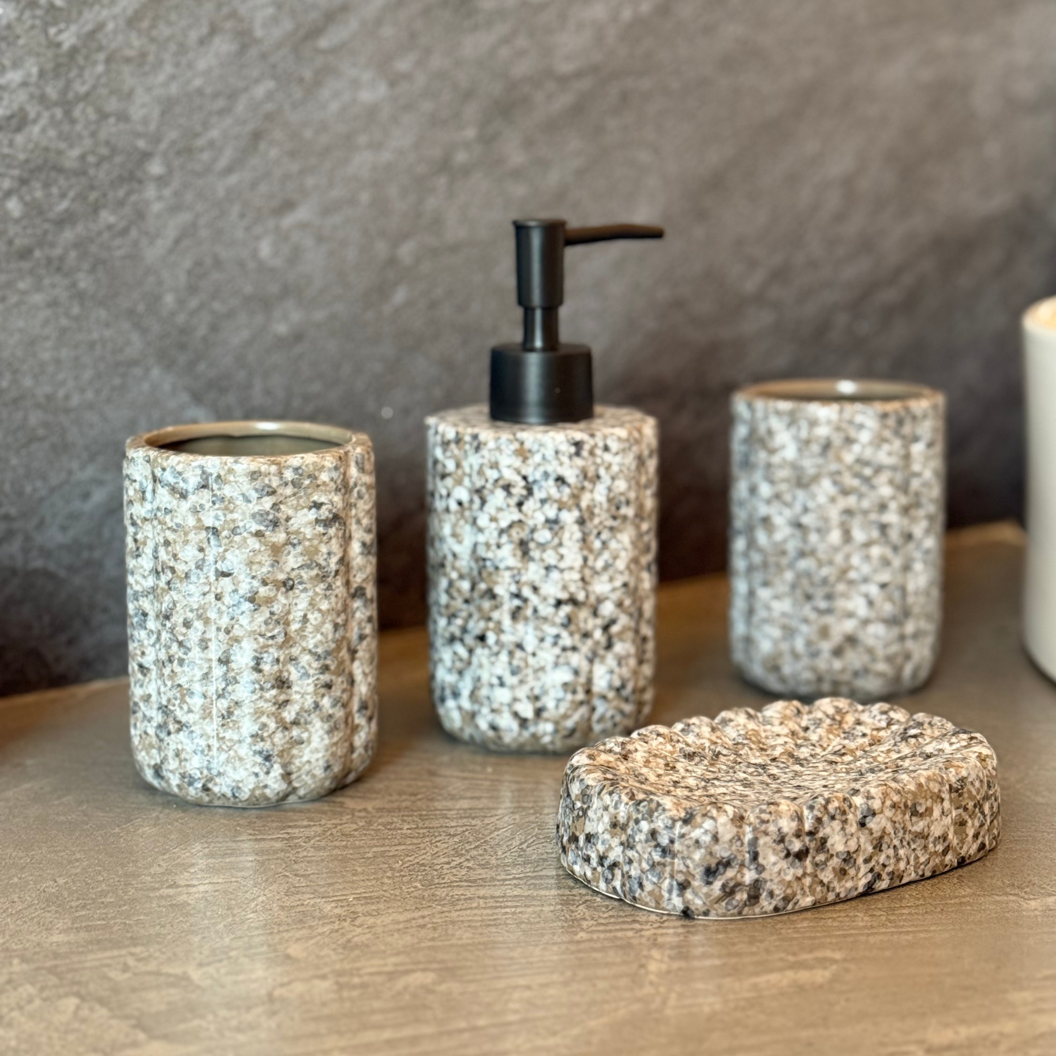 Accessoires Salle de Bain effet granit 4 pièces