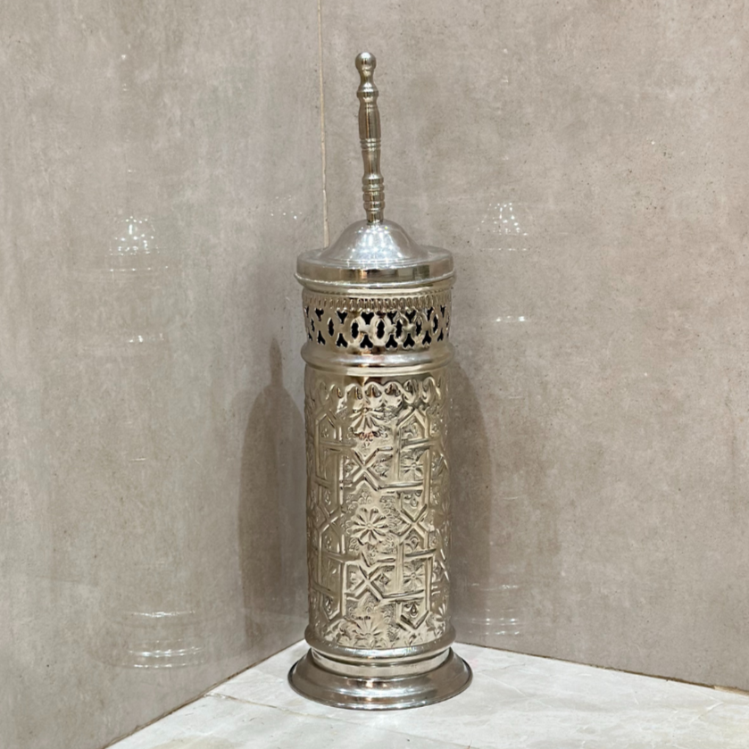 Porte brosse artisanale en laiton argenté