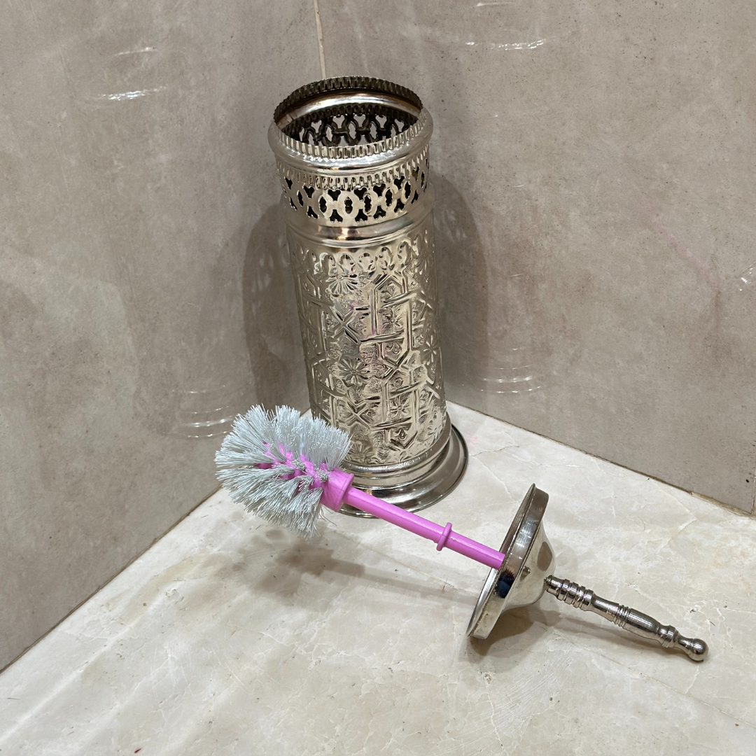Porte brosse artisanale en laiton argenté