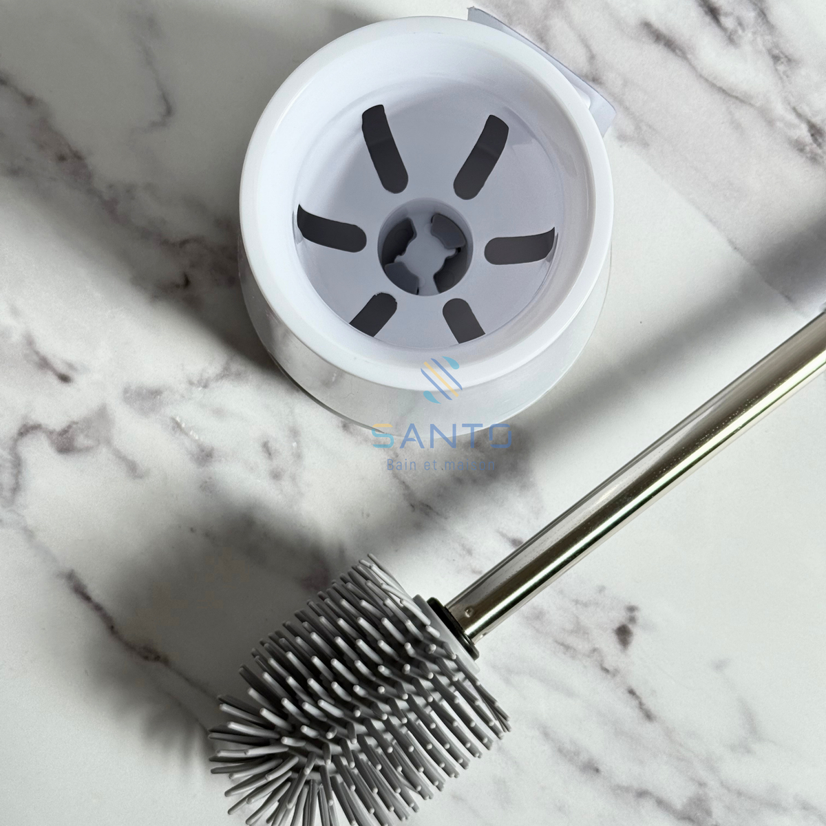 Porte-brosse WC en plastique avec Support adhésif mural ou à poser