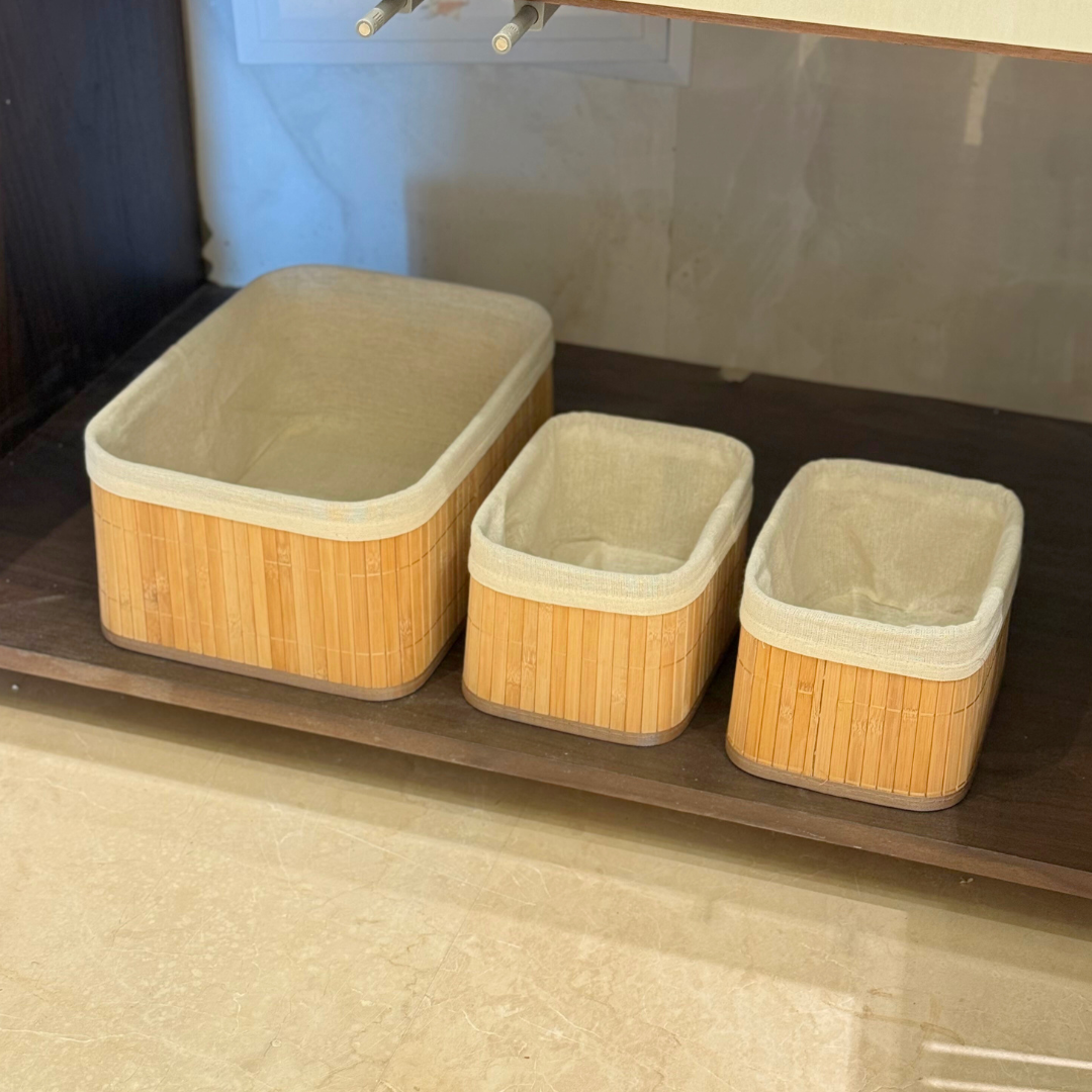 Set 3 Paniers de rangement rectangulaires