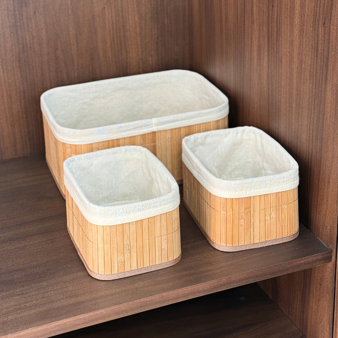 Set 3 Paniers de rangement rectangulaires