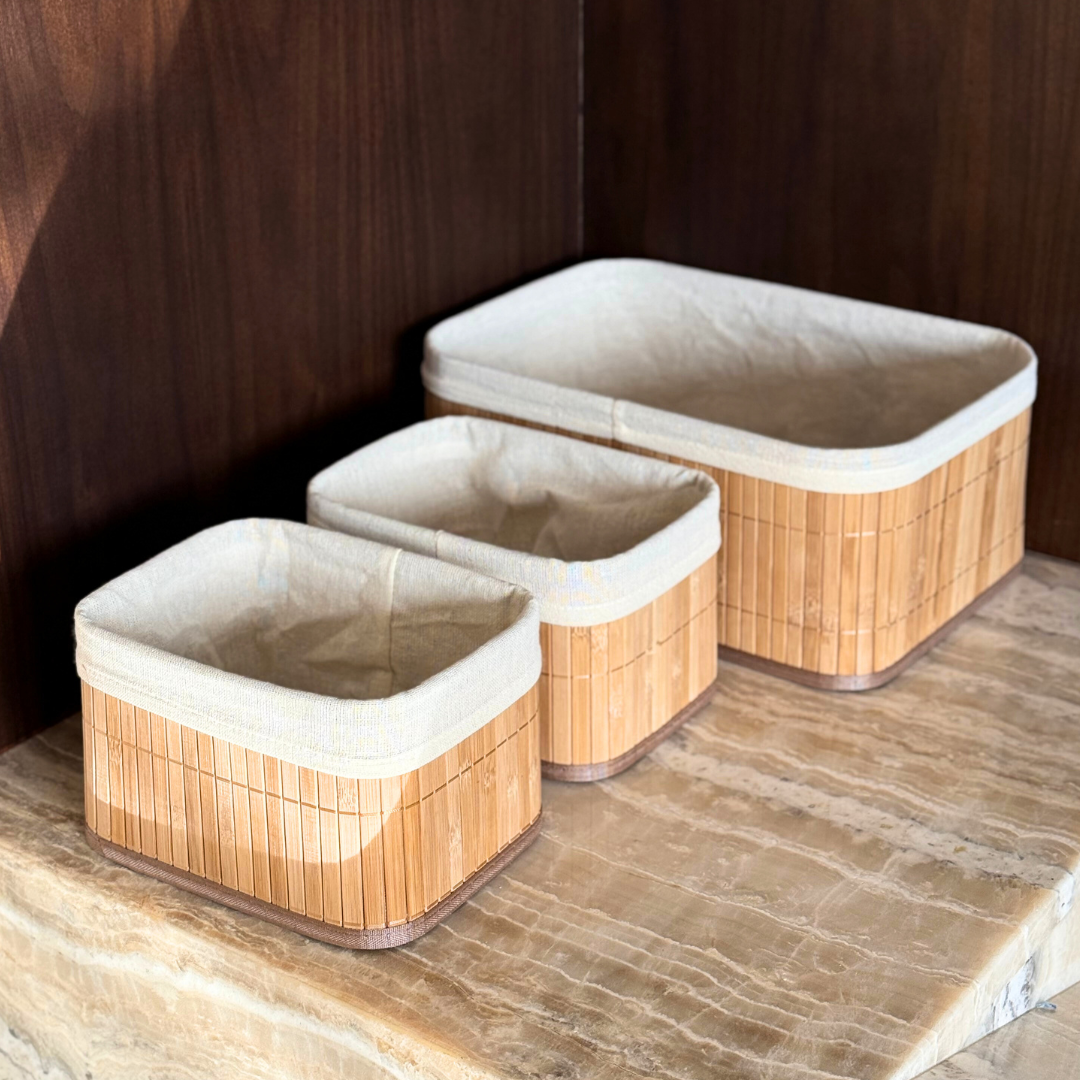 Set 3 Paniers de rangement rectangulaires