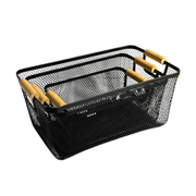 Set 3 paniers en métal noir avec anses en bois