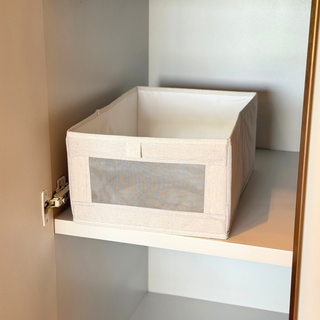 Panier de Rangement en Tissu avec Fenêtre Transparente