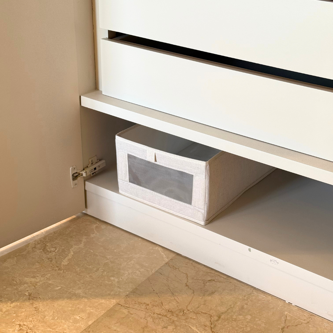 Panier de Rangement en Tissu avec Fenêtre Transparente