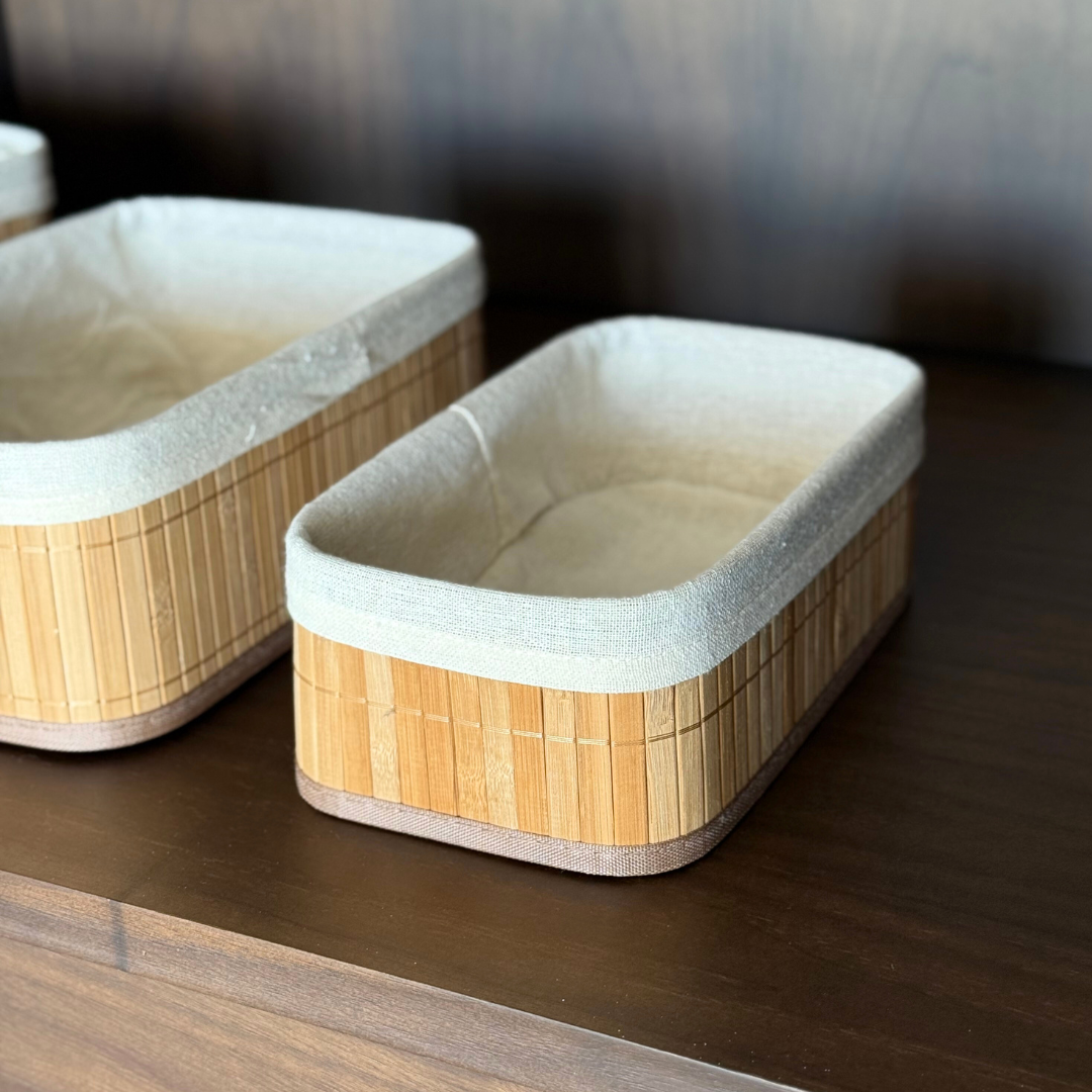 Ensemble de 3 Paniers de rangement en bambou