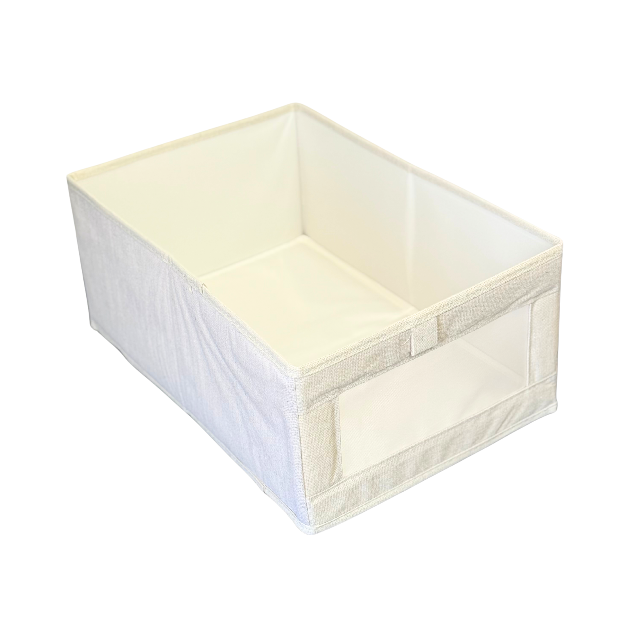 Panier de Rangement en Tissu avec Fenêtre Transparente