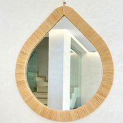 Miroir Perle en raphia naturelle grand