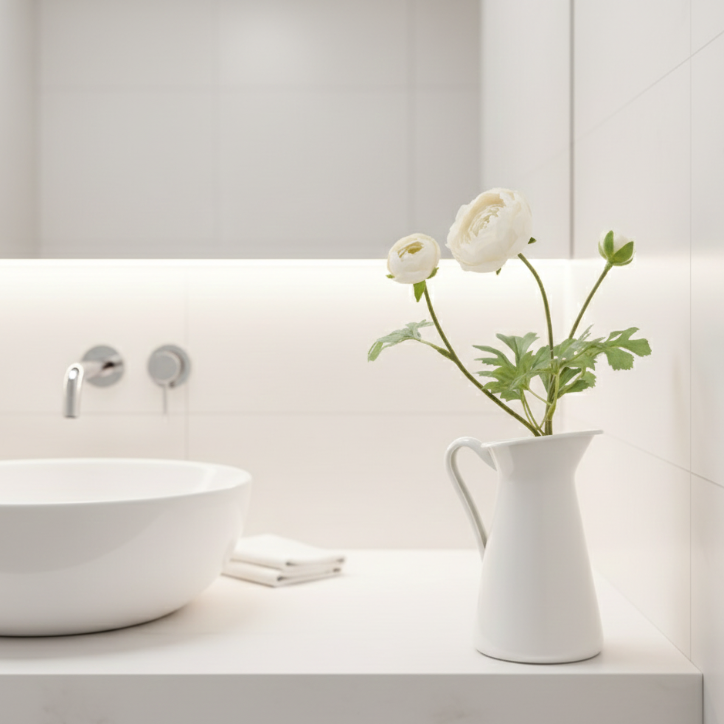 Fleur artificielle blanche - Hauteur 52cm